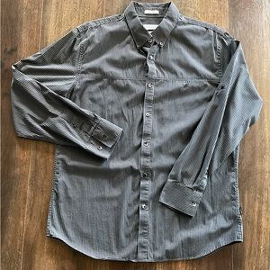 Calvin Klein Stretch Cotton LS  Shirt Black, Gray L Slim Fit Gray, Black